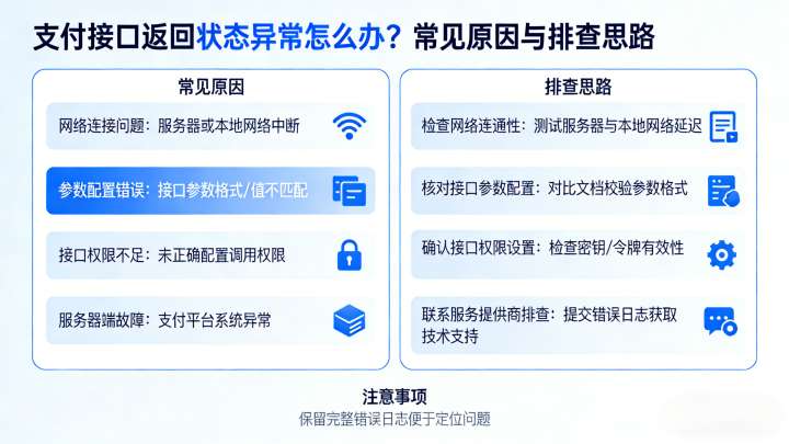 支付接口返回状态异常怎么办？常见原因与排查思路